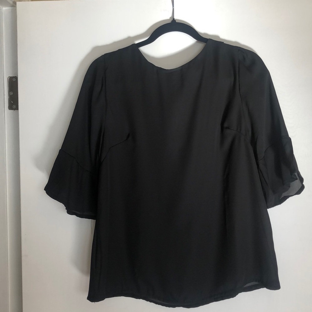 Black 3/4 flair sleeve sheer top